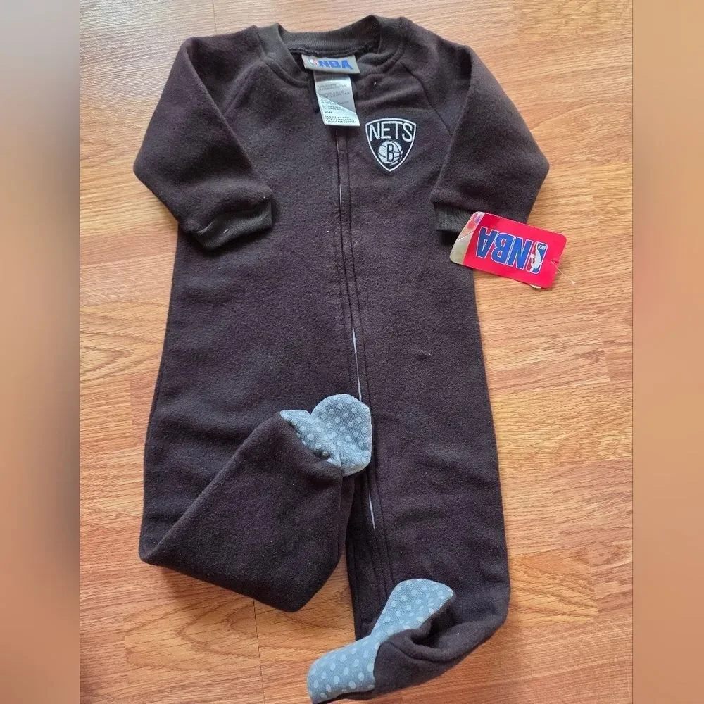 NBA Brooklyn Nets Baby Footie Pajamas Set 3-6M NWT Zip Up Basketball